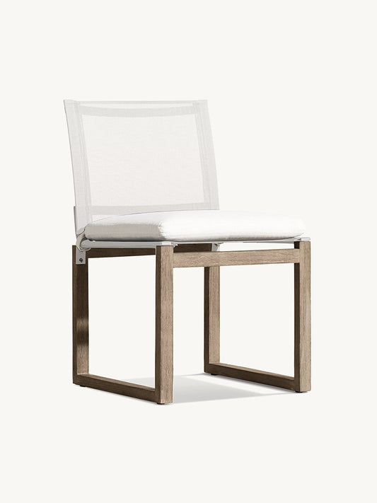 RH Aegean Teak/Aluminum  & Mesh Dining Side Chair