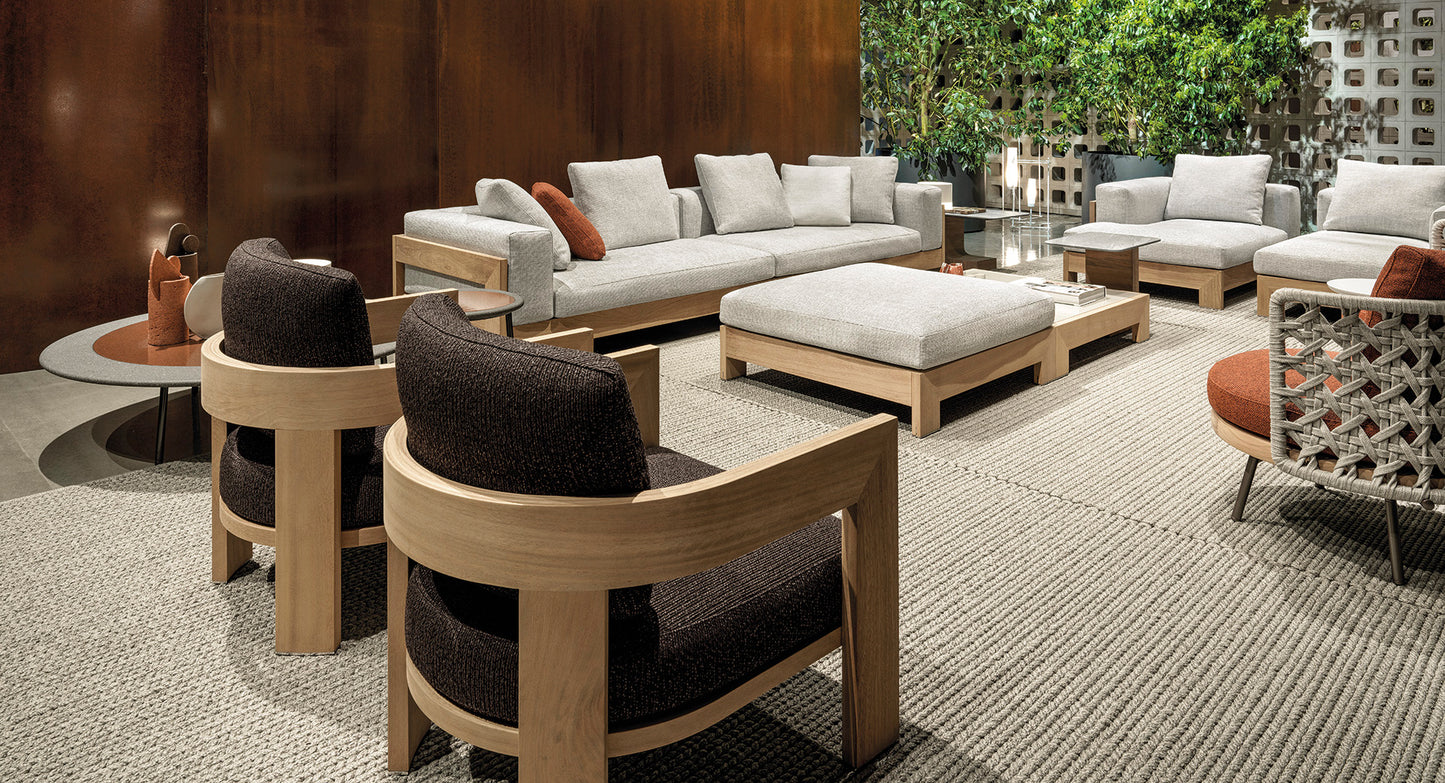 Minotti Warhol Iroko Nature Outdoor Lounge Chair