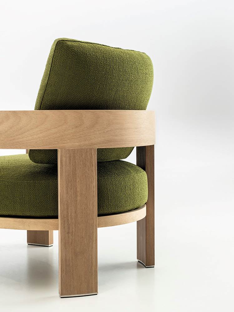 Minotti Warhol Iroko Nature Outdoor Lounge Chair