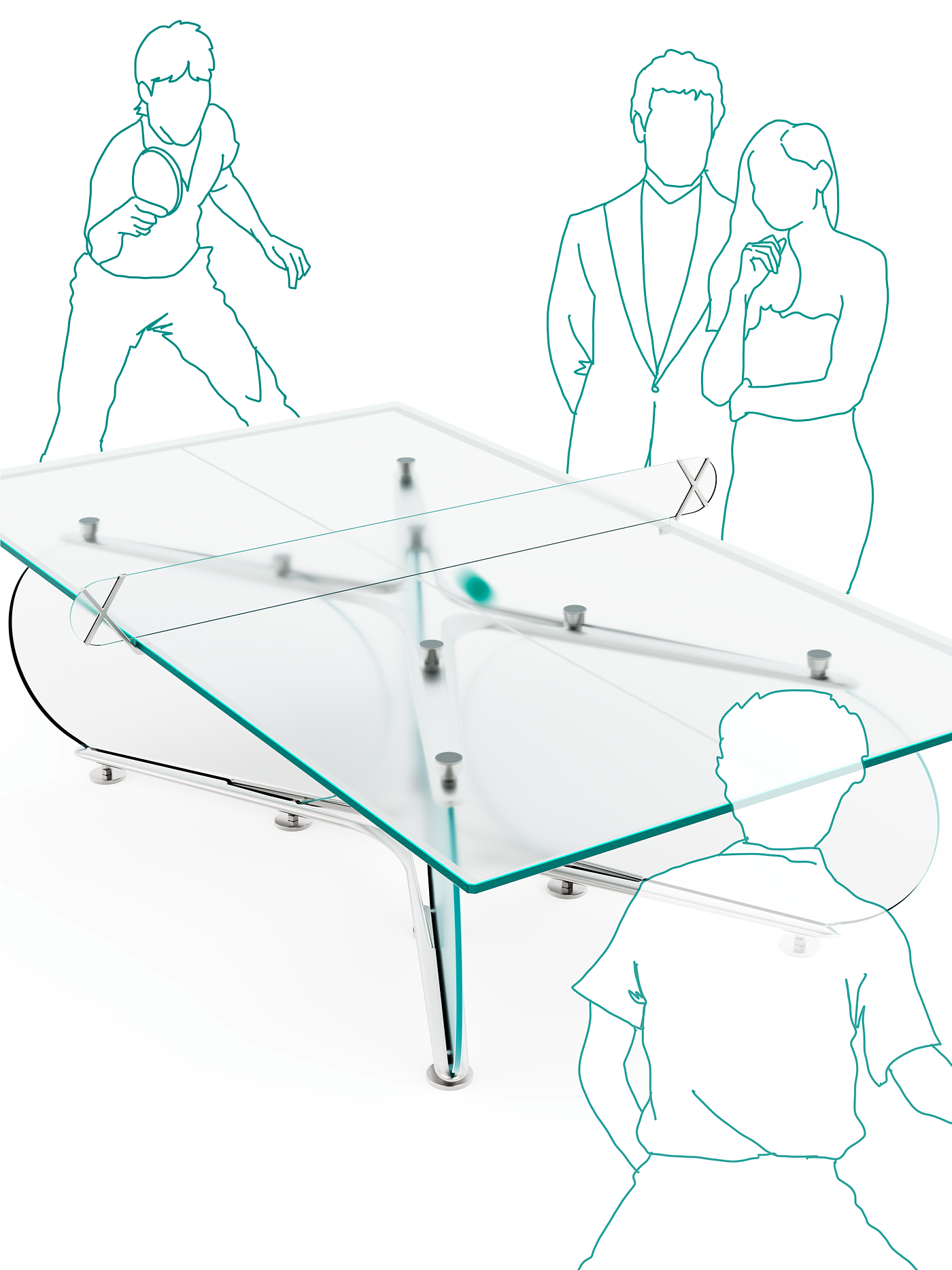 Qiocare Infinity-Glass Ping Pong Table