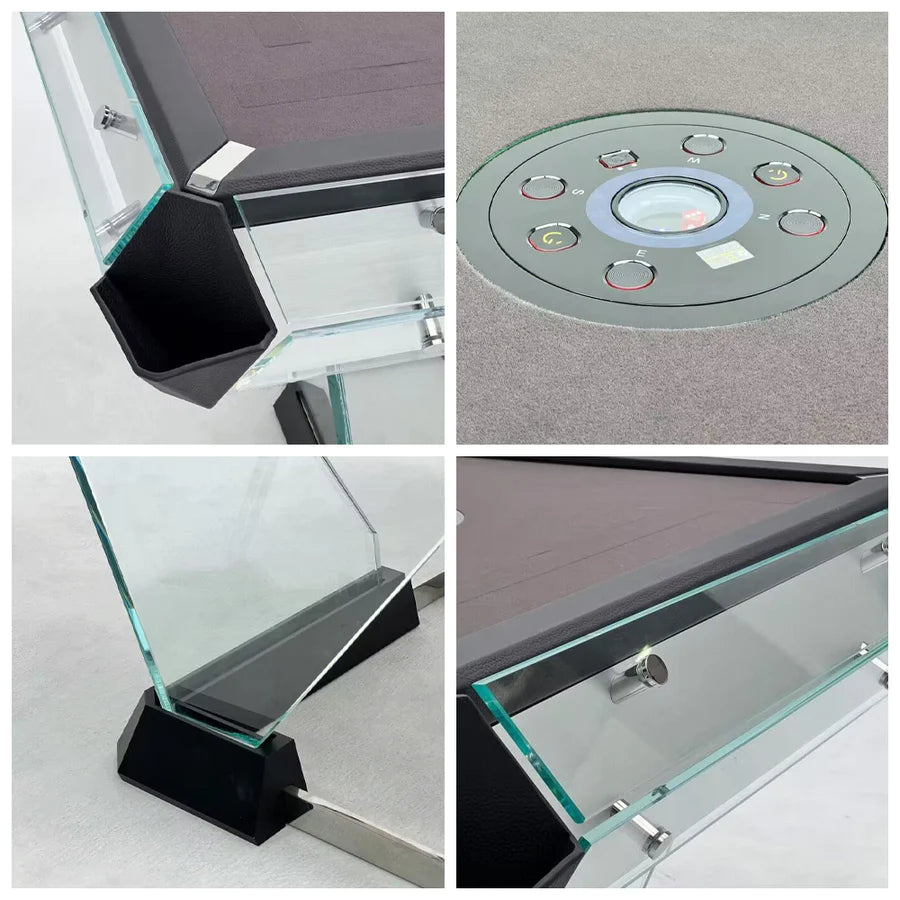 Qiocare Crystal Glass Mahjong Table