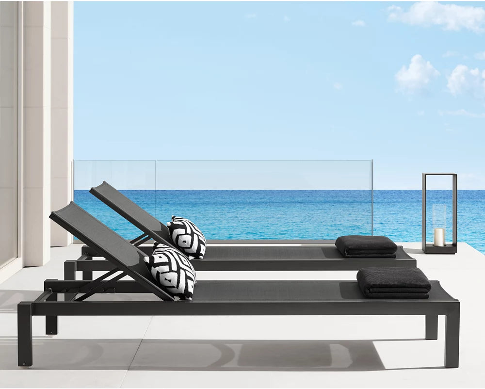 RH Aegean Teak & Mesh Stacking Chaise