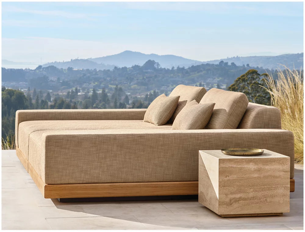 RH Italian Travertine Plinth Square Side Table