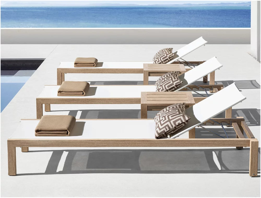 RH Aegean Teak & Mesh Stacking Chaise