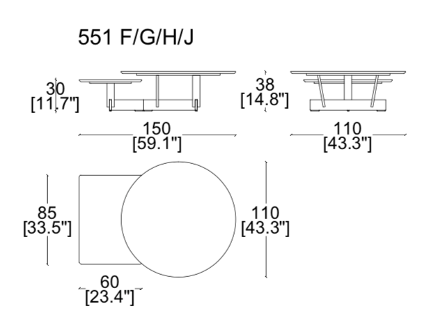 Cassina Super Beam Sofa Coffee Table