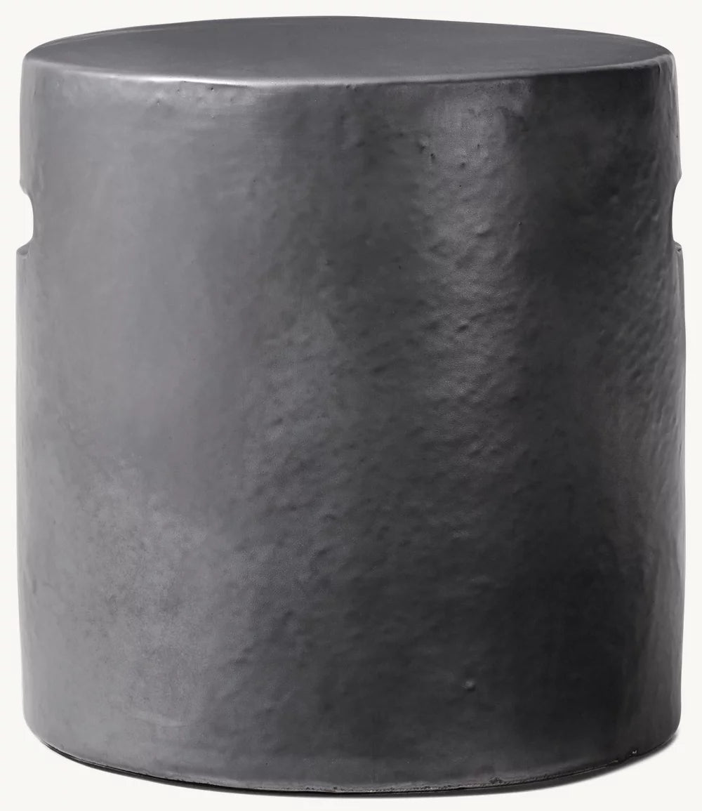 RH Cast Ceramic Cylinder Side Table