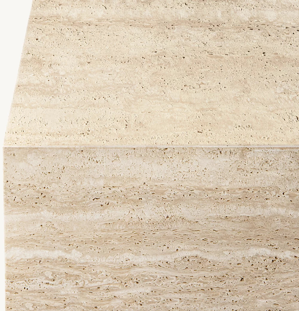 RH Italian Travertine Plinth Square Side Table