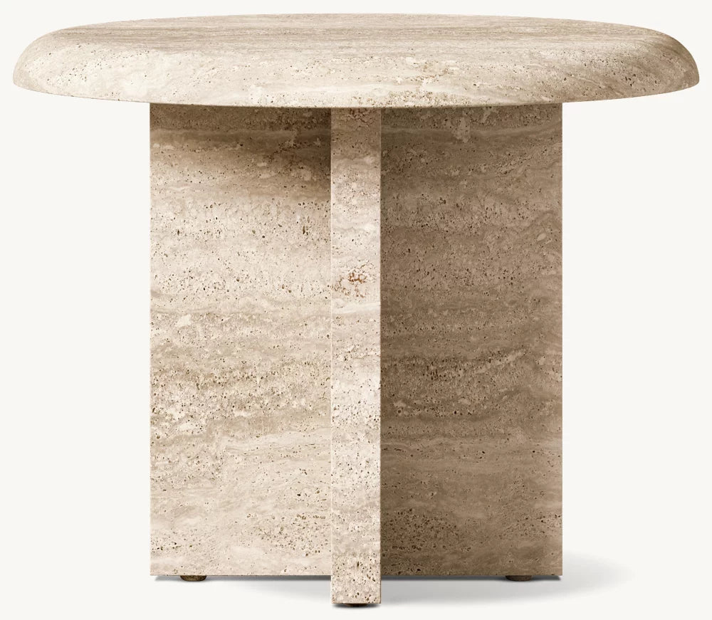 RH Ravenna Italian Travertine Round Side Table