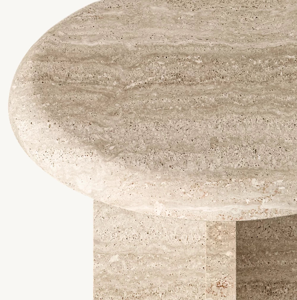 RH Ravenna Italian Travertine Round Side Table