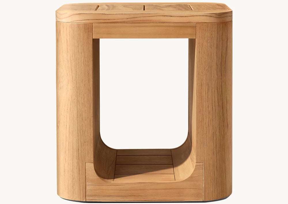RH Oslo Open Teak Side Table