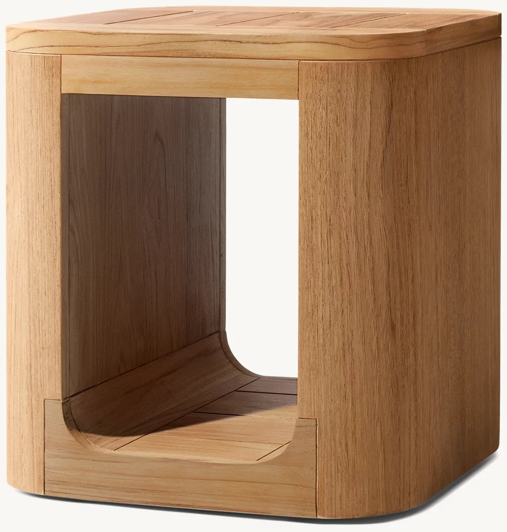 RH Oslo Open Teak Side Table
