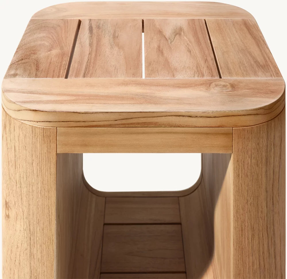 RH Oslo Open Teak Side Table