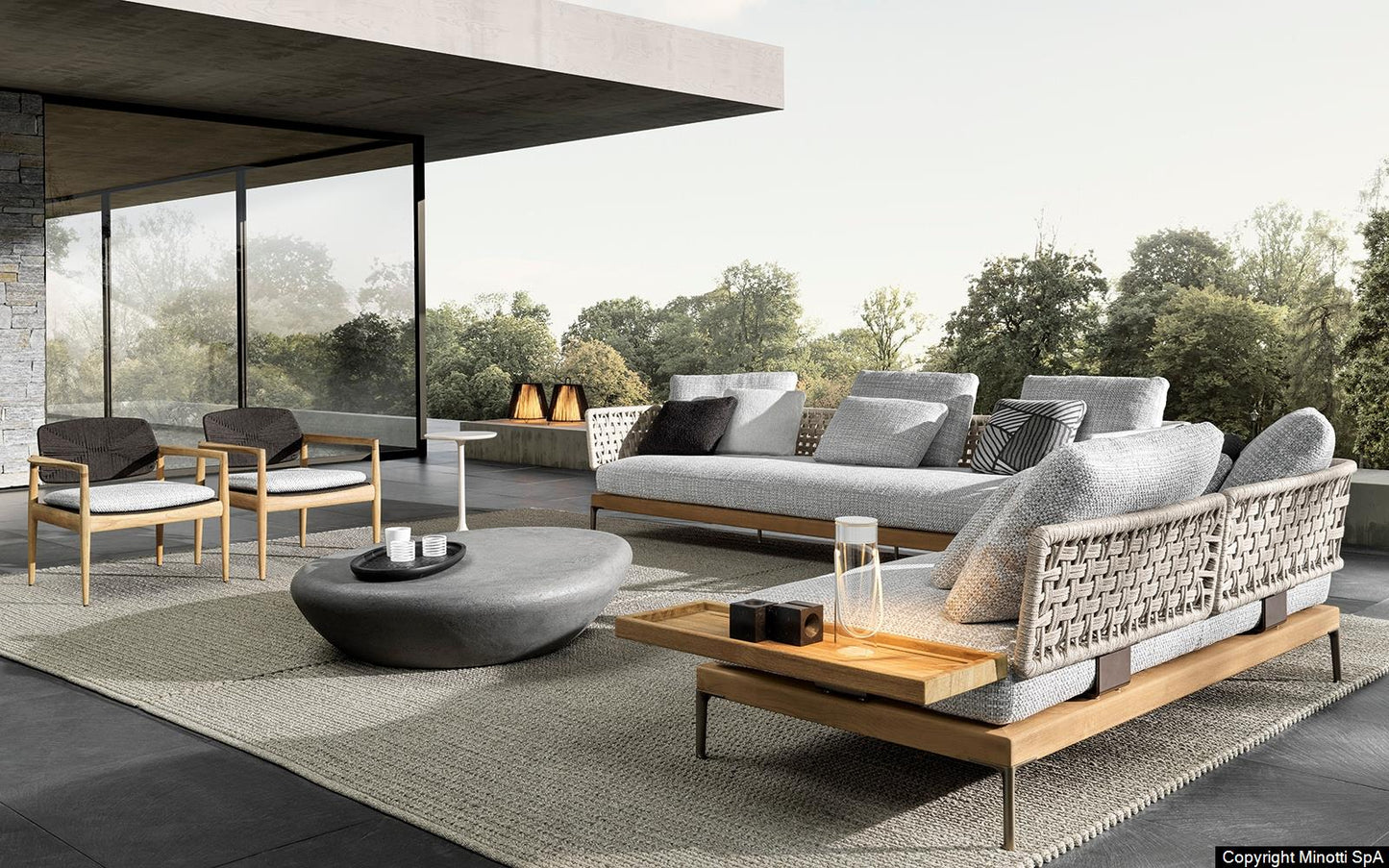 Minotti Patio Teak Outdoor sofa