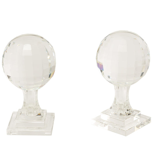 Set of 2 Crystal Glass Bookends
