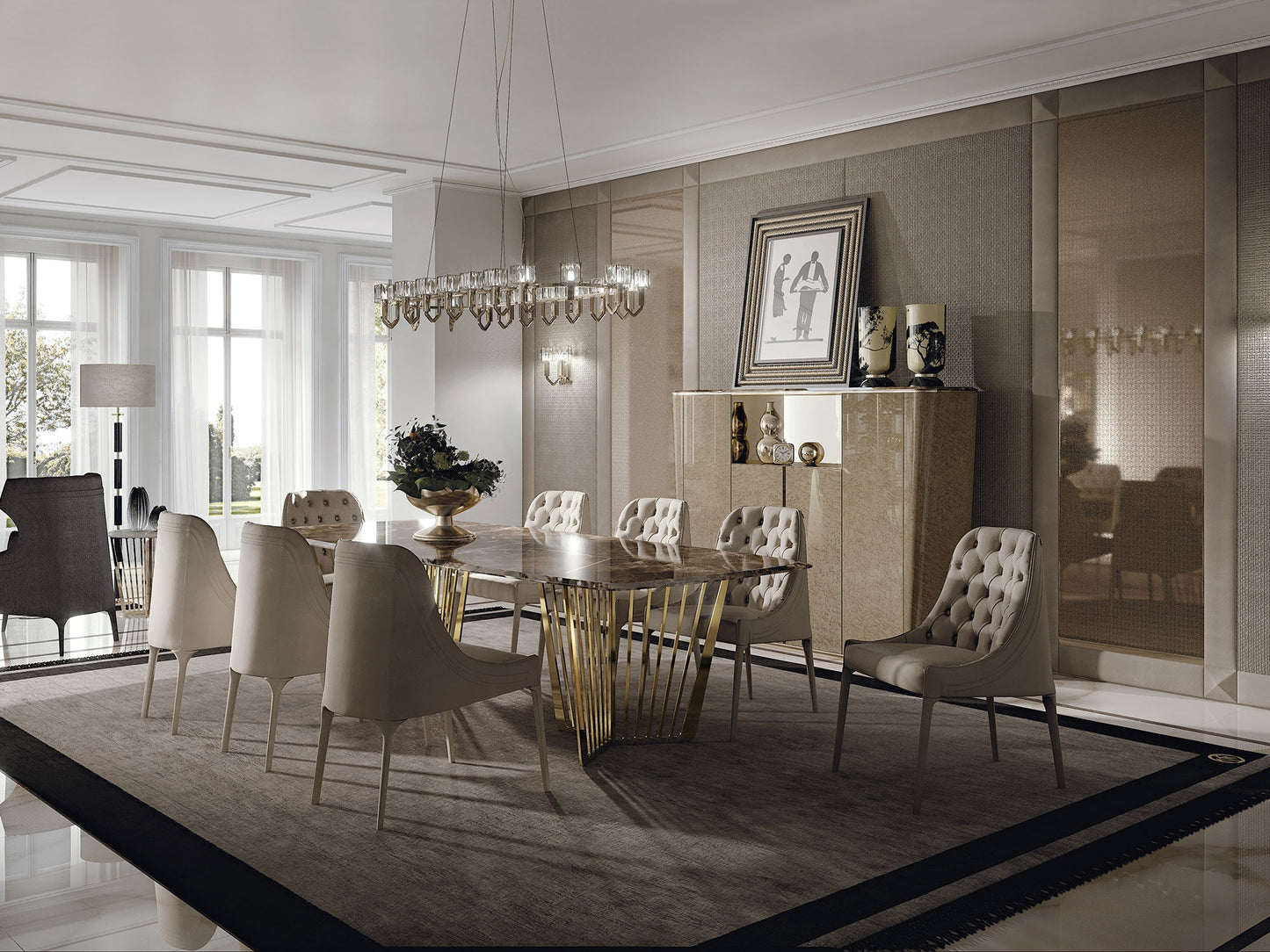 Vittoria Frigerio Poggi Chair High Capitonnè Dinning Chair