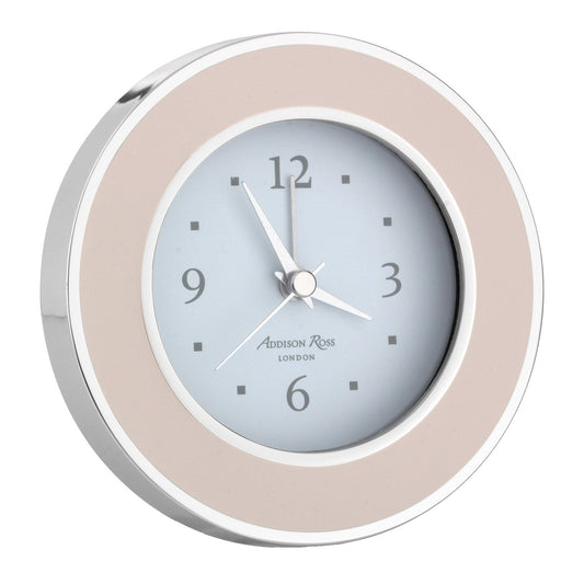 Silent Alarm Clock Light Pink & Silver