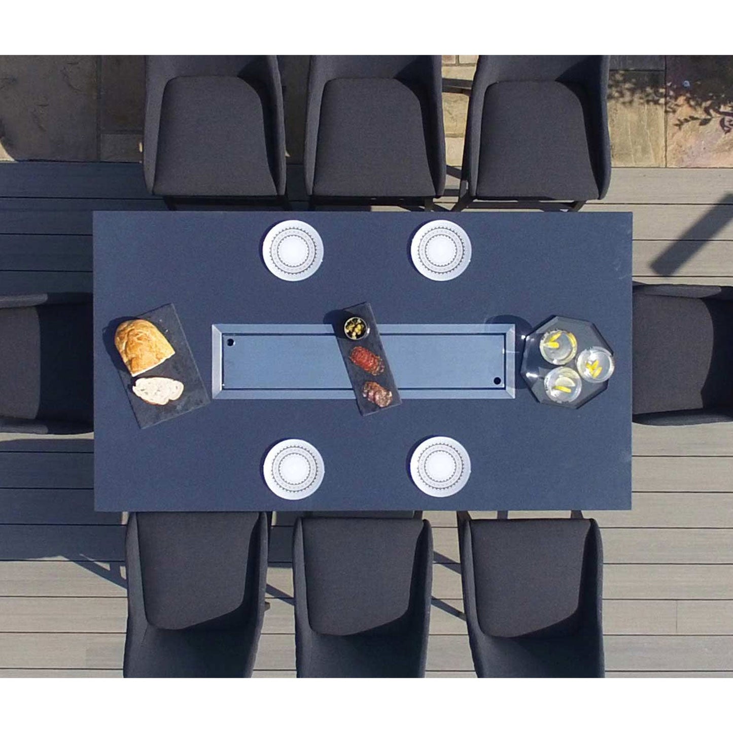 Regal Outdoor 8 Seat Rectangular Fire Pit Bar Set