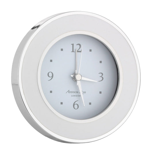 Silent Alarm Clock White & Silver