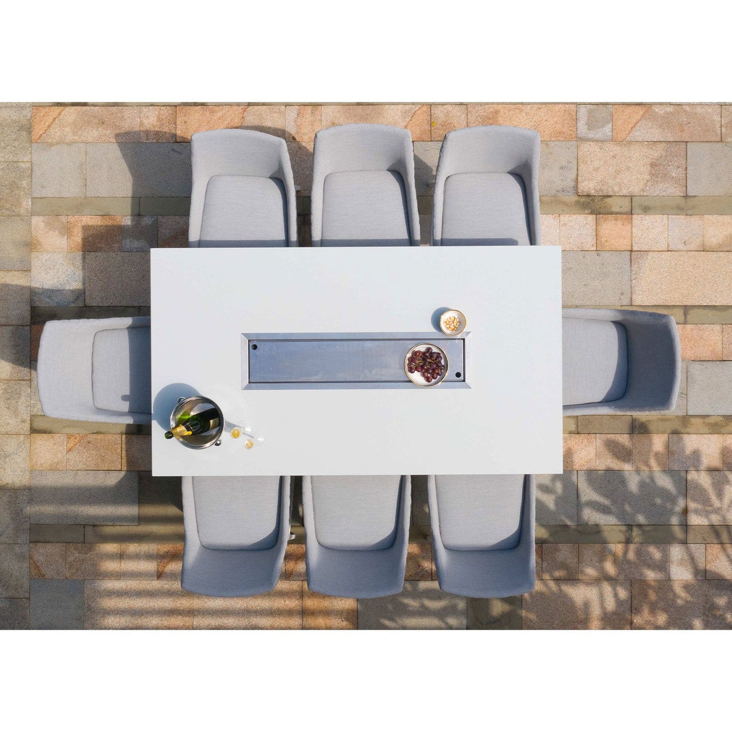 Regal Outdoor 8 Seat Rectangular Fire Pit Bar Set