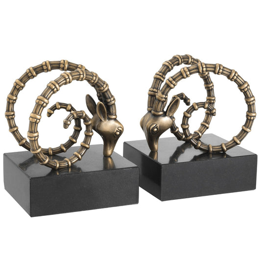 Ibex Brass Bookends, Set of 2