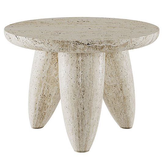 Lunarys Travertine Outdoor Side Table, Stone