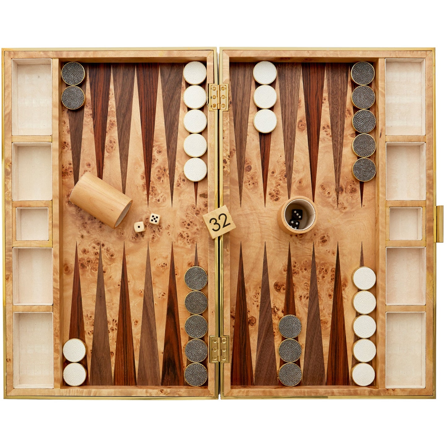 Cream Shagreen Backgammon Set