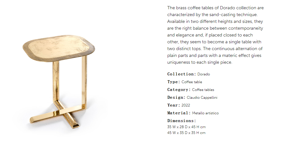 Cornelio Cappellini Dorado Side Table