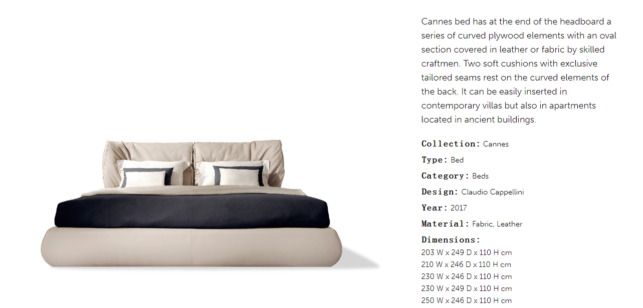 Cornelio Cappellini Cannes Bed