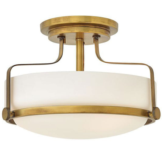 Harper 3-Light Small Semi Flush Ceiling Light, Brass
