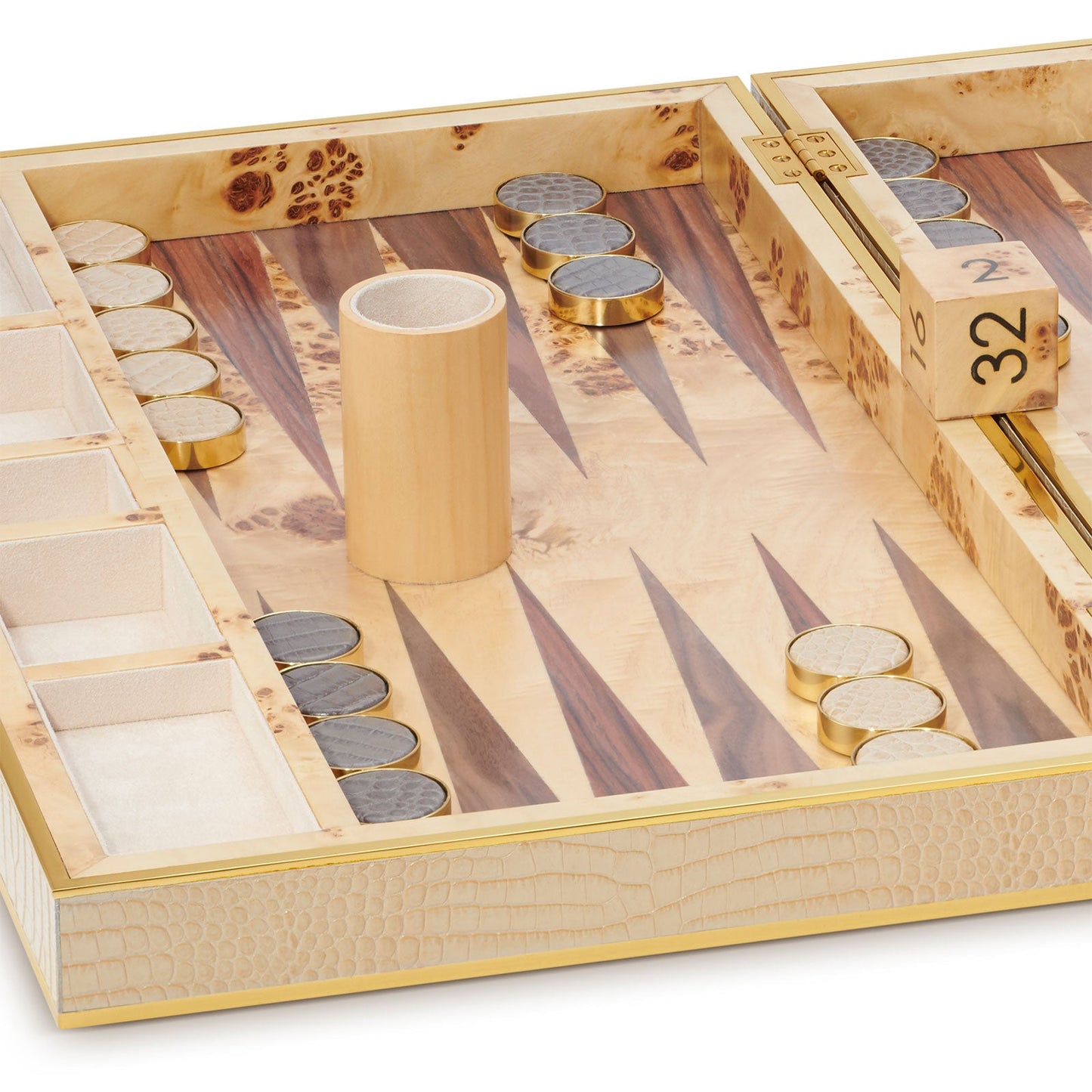 Croc Leather Backgammon Set