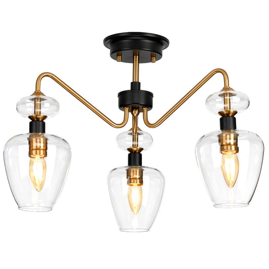 Ivan Semi-Flush 3-Light Ceiling Light, Aged Brass