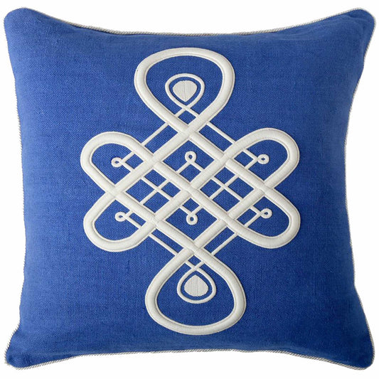 Maxime Blue & White Emblem Cushion