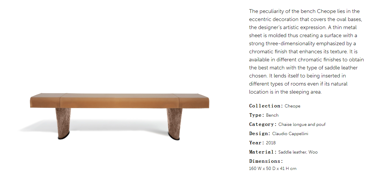 Cornelio Cappellini Cheope Bench