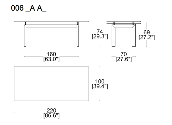 Cassina Lc6 Table Tube D'Avion Dining Table