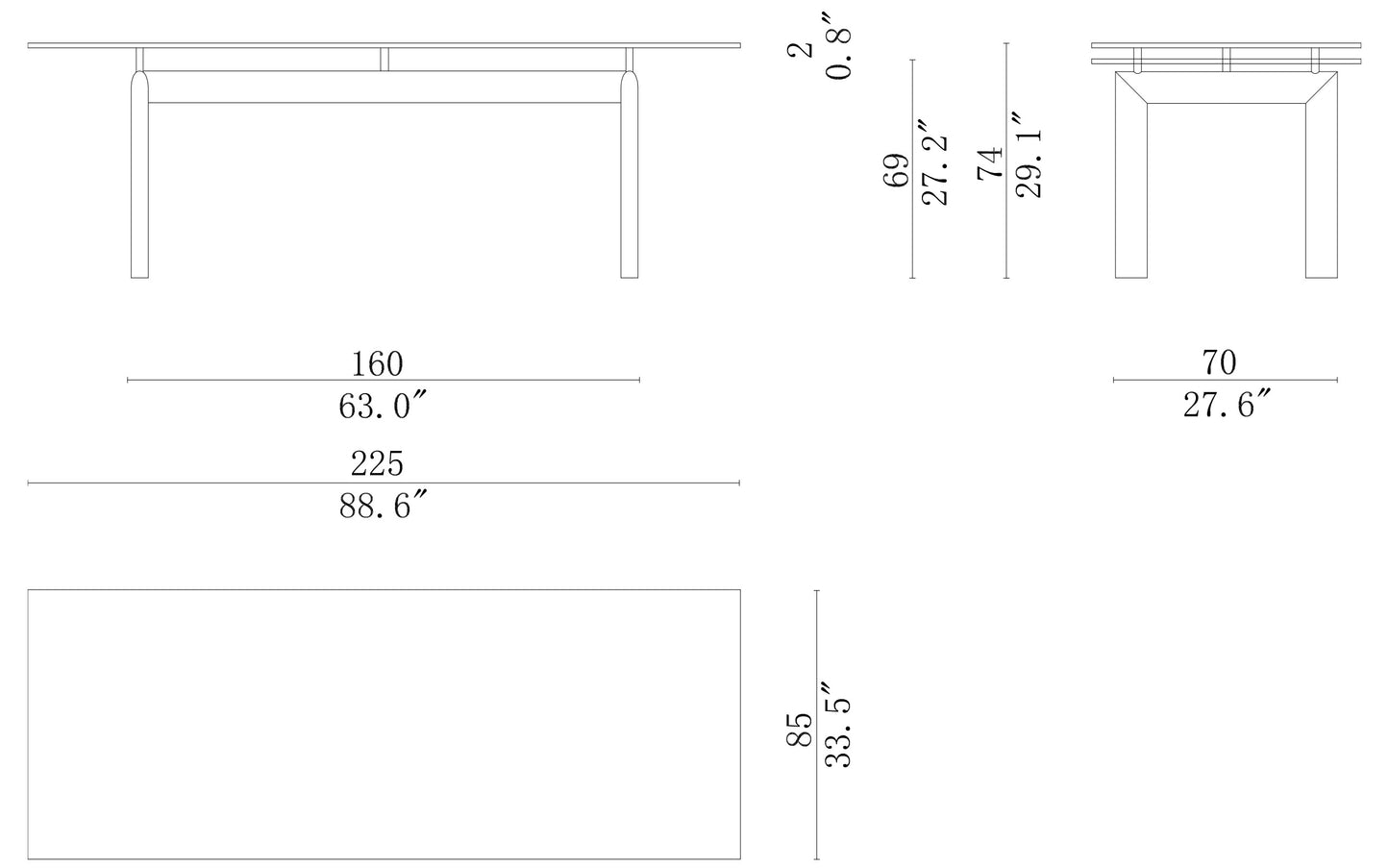 Cassina Lc6 Table Tube D'Avion Dining Table