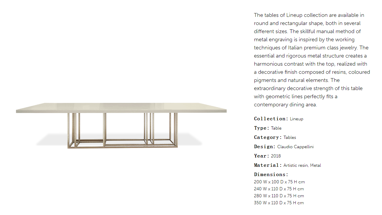 Cornelio Cappellini Lineup Dinning Table