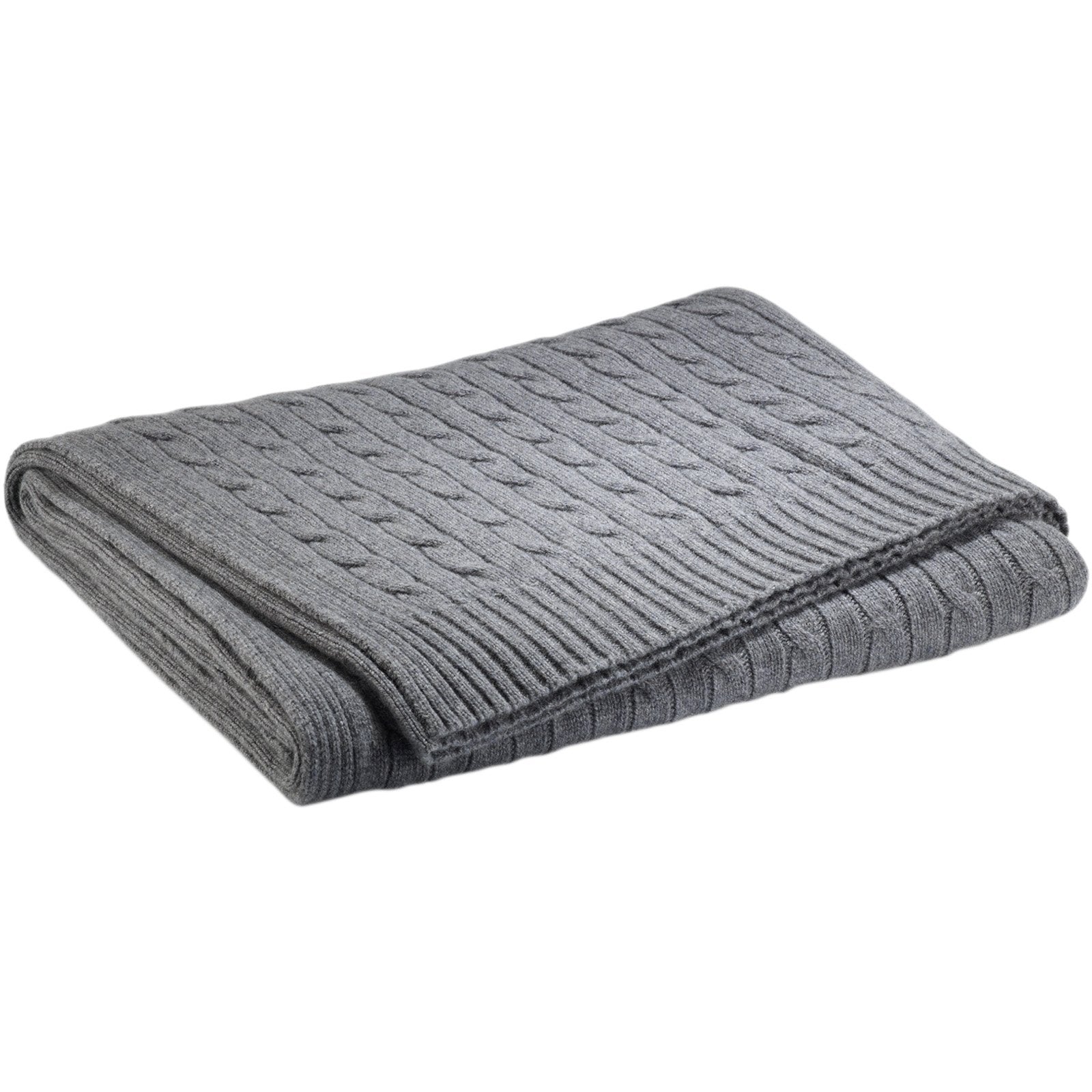 Modern Charcoal Cable Cashmere Throw – daylight