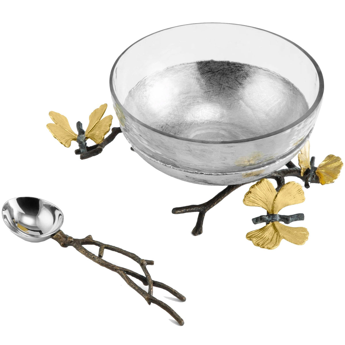 Butterfly Ginkgo Glass Nut Dish daylight