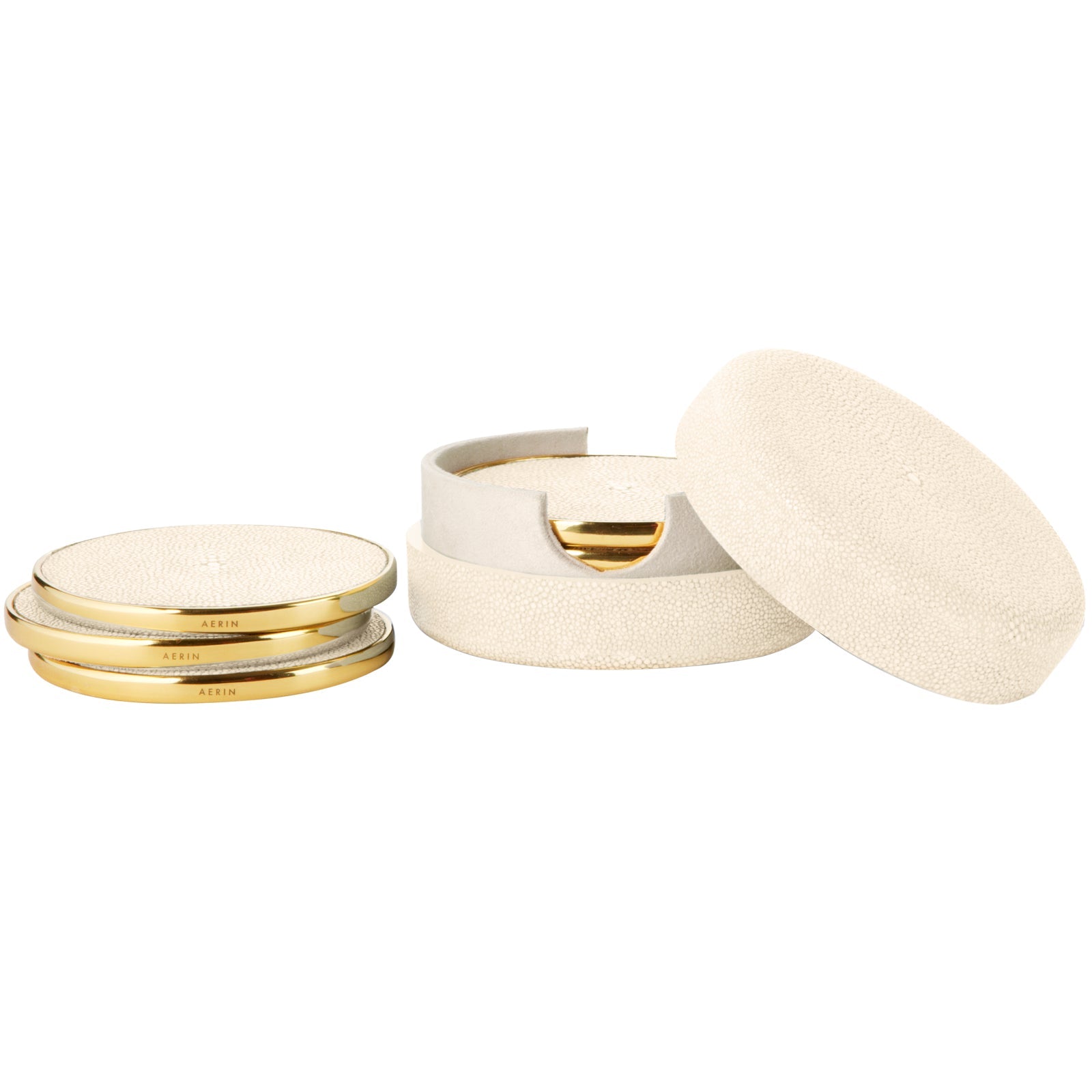 Set of 4 Cream Shagreen Coasters